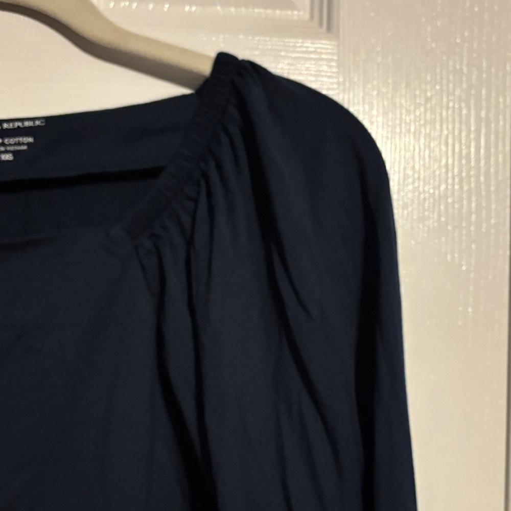 Banana Republic Supima cotton peasant long sleeve top in navy size XXS  NWT - Picture 8 of 11